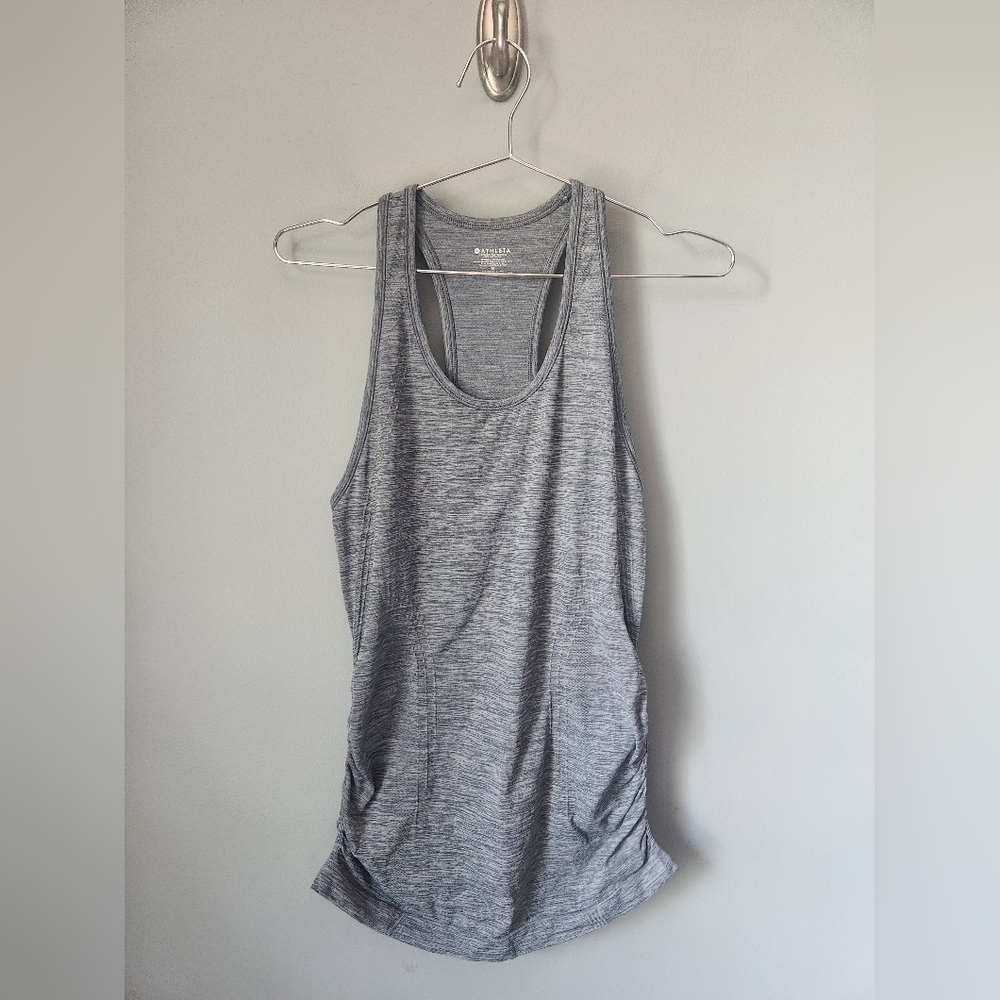 Athleta Speedlight Gray Racerback Tank Top Ruched Side Size Small - Picture 2 of 10